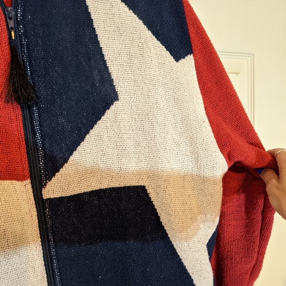 Maxson Tapestri EUC patriotic knit jacket OS red white blue star 100% cotton - Picture 4 of 15